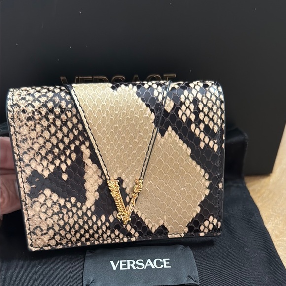 Versace Black and Gold Snakeskin Wallet - Picture 2 of 5